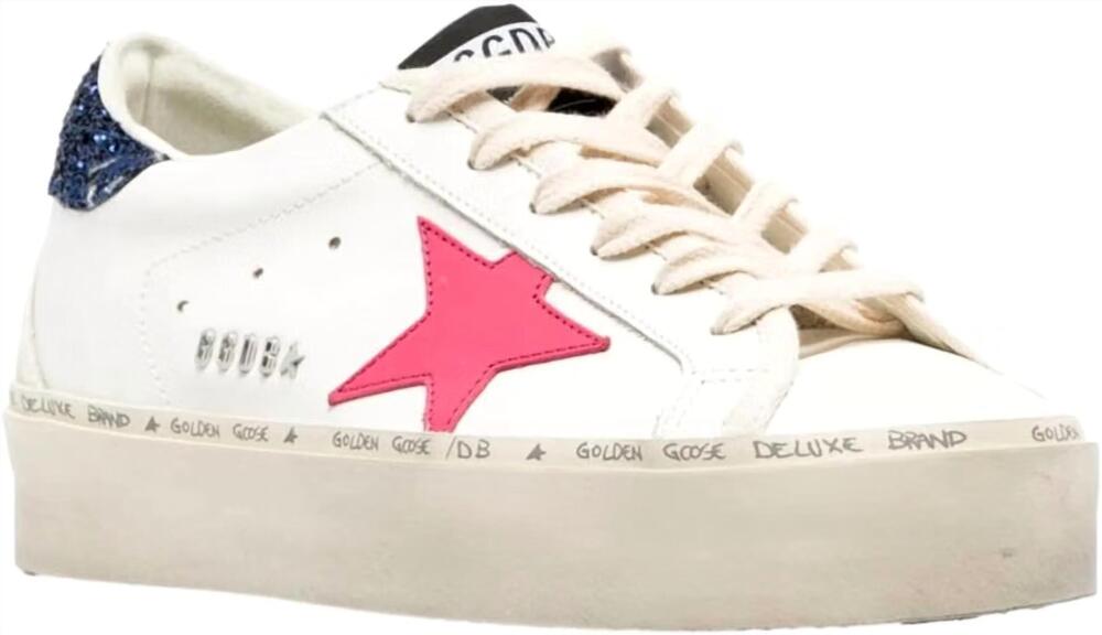 NEW GOLDEN GOOSE women's hi star sneaker in white/fucsia/blue/ice